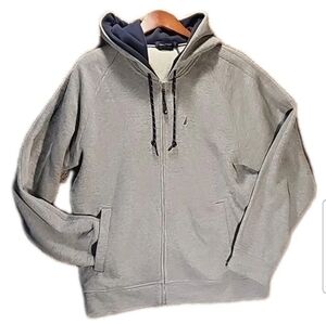Nautica Full Zip Up Hoodie Sweatshirt Classic Pockets Logo Gray Men's LARGE